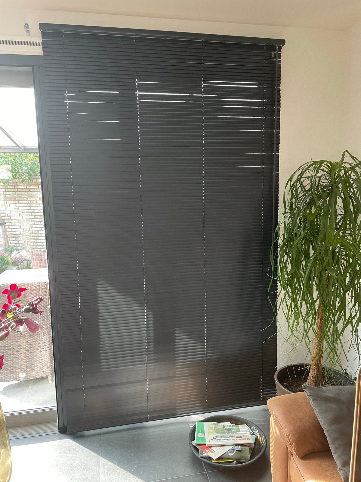 Zwarte bamboe jaloezie 154x258cm - 25mm lamellen, Ophalen, Zwart, Zo goed als nieuw, Bamboe
