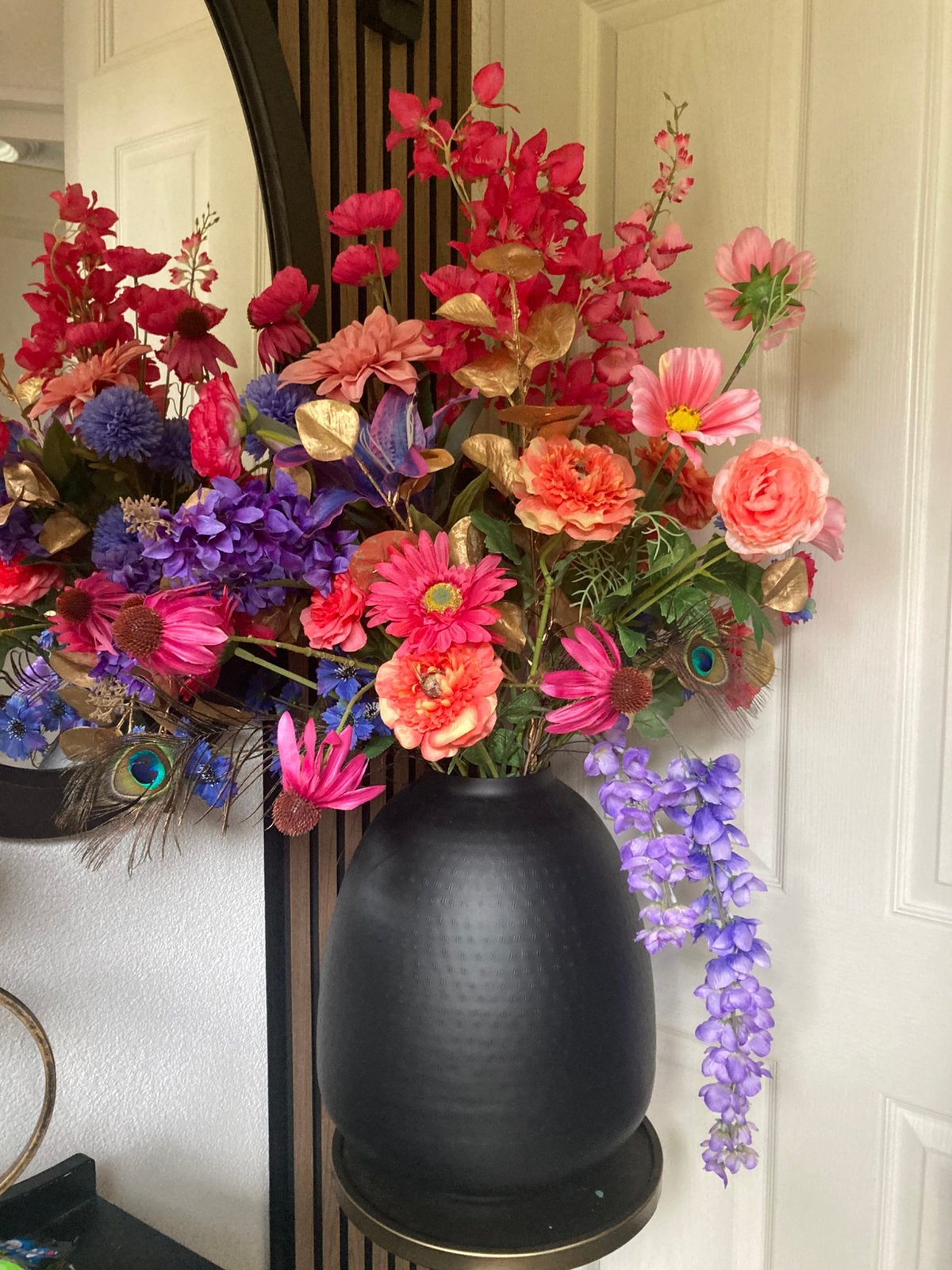 Prachtige set XL Zijden bloemen in vaas Compleet, Ophalen of Verzenden, Nieuw, Bloemstuk