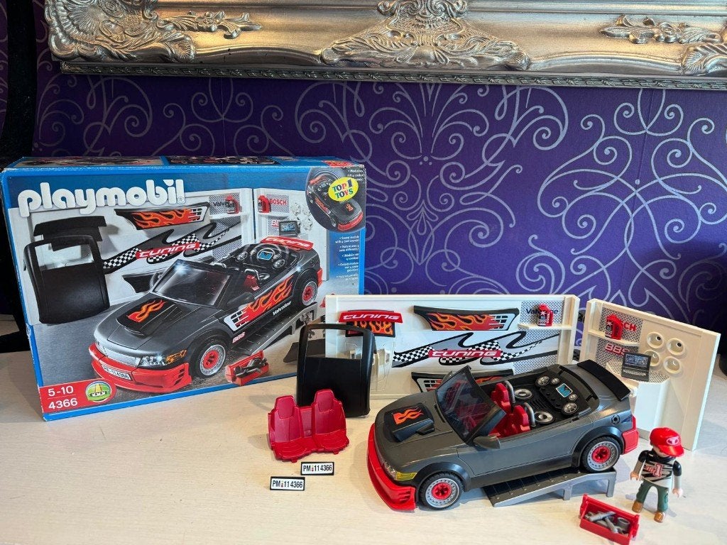 Playmobil 4366 – Tuning Werkplaats met Sportwagen, Complete set, Voertuig, Ophalen of Verzenden, Zo goed als nieuw