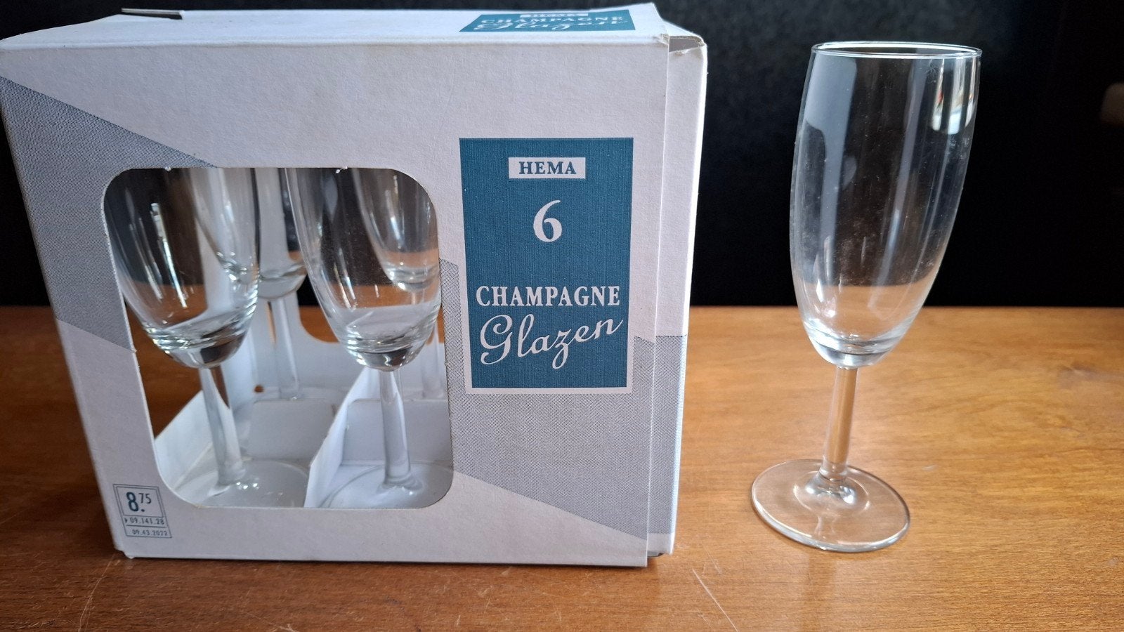 1 set van 7 champagne glazen fluitje Hema, Verzamelen, Glas en Borrelglaasjes, Ophalen of Verzenden, Zo goed als nieuw, Overige typen