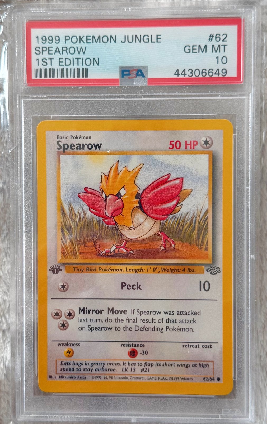 PSA 10 Gem Mint Pokémon Jungle 1st Ed Exeggcute & Spearow, Ophalen, Nieuw, Meerdere kaarten