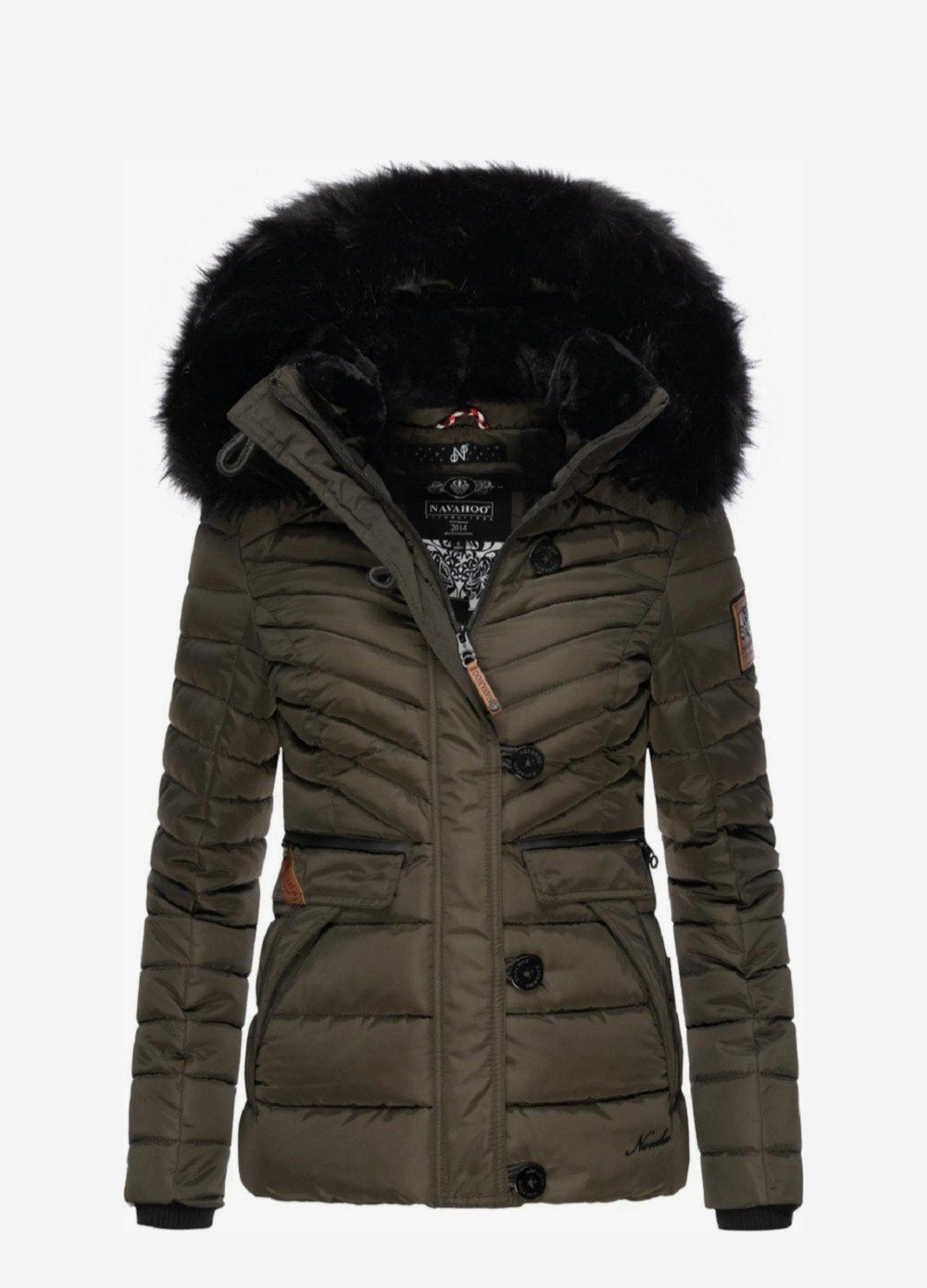 Navahoo Dames Winterjas met Afneembare Capuchon - Groen, Navahoo, Meerkleurig, Ophalen of Verzenden, Zo goed als nieuw