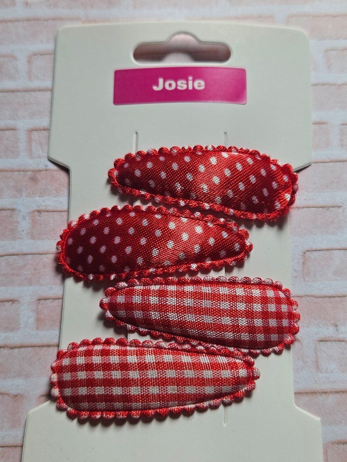 2 paar Haarspeldjes rood met stippen en ruitjes - Josie, Kinderen en Baby's, Ophalen of Verzenden, Nieuw, Josie