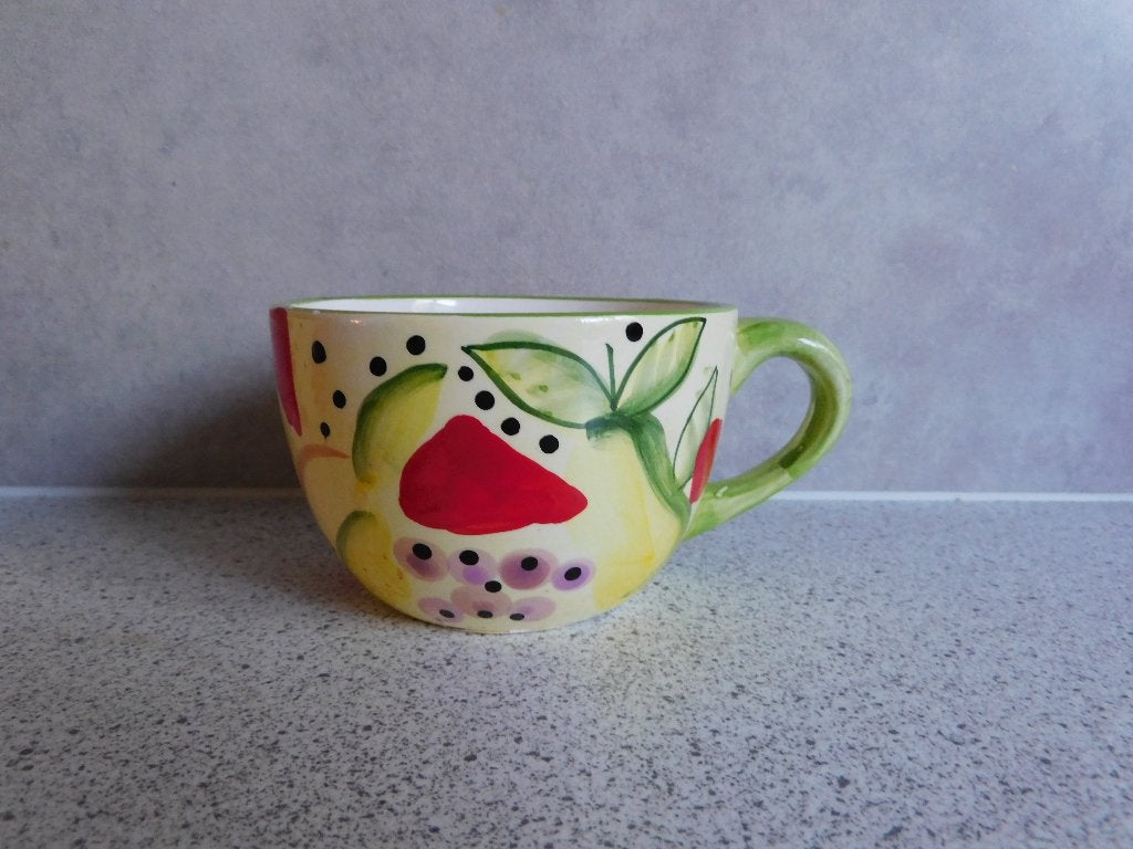 Kopje Fruit en Bloem Handpainted, Overige merken, Ophalen of Verzenden, Zo goed als nieuw, Overige stijlen