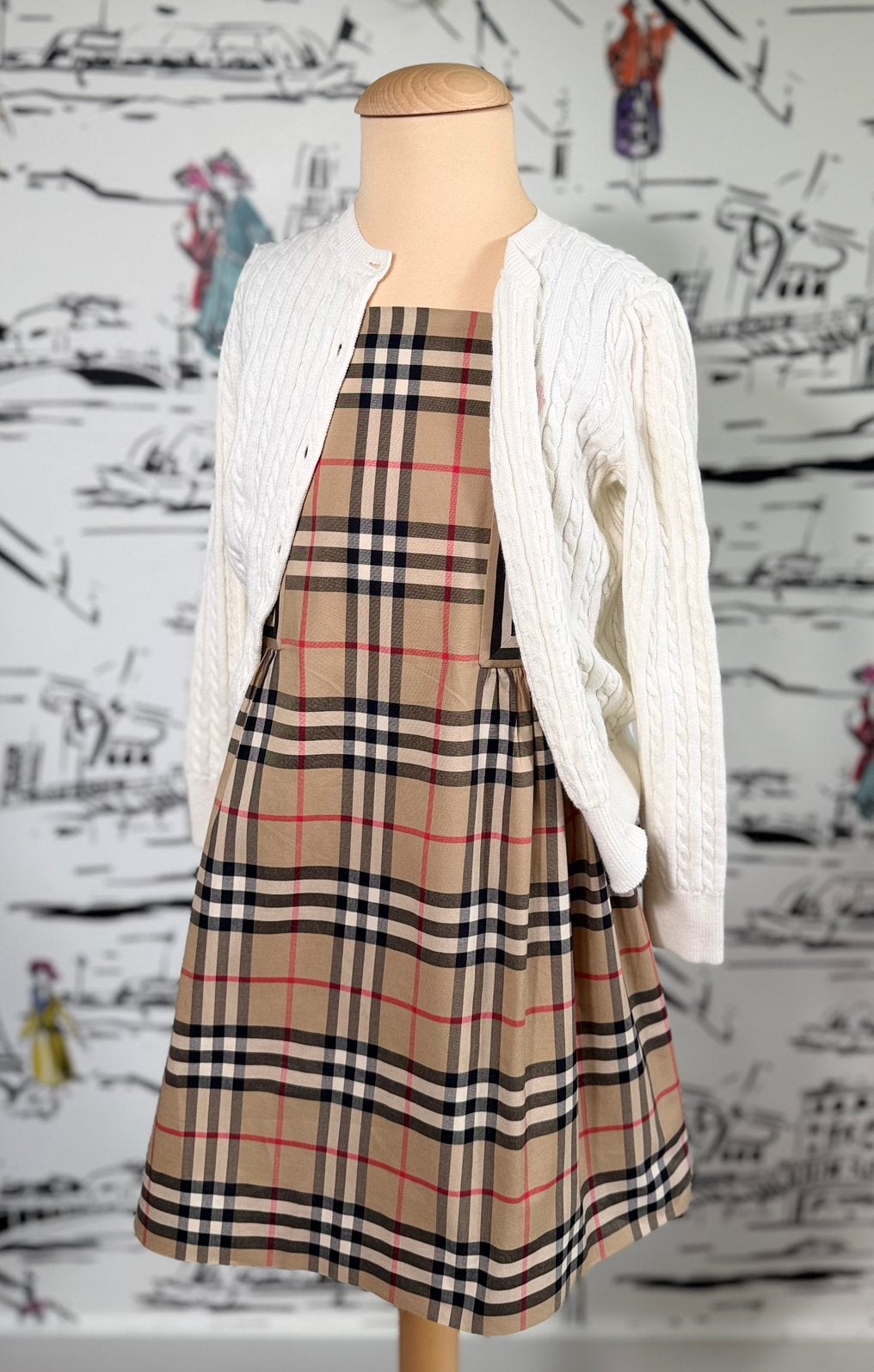 Burberry cotton check geruite jurk maat 8 NIEUW, Burberry, Customercare@burberry.com, Nieuw, Burberry EU