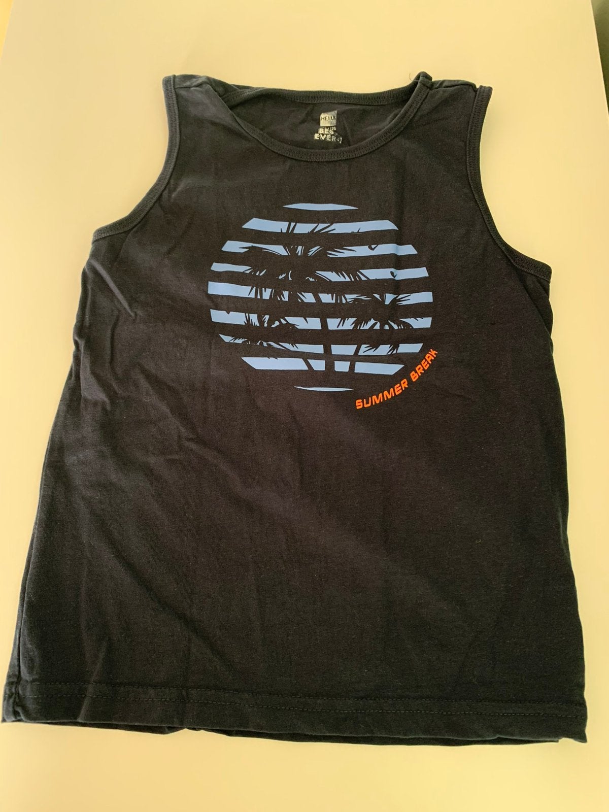 Blauw hemd summer break 122 128 hemden zomerkleding shirt, Verzenden, Gebruikt, Jongen, Shirt of Longsleeve