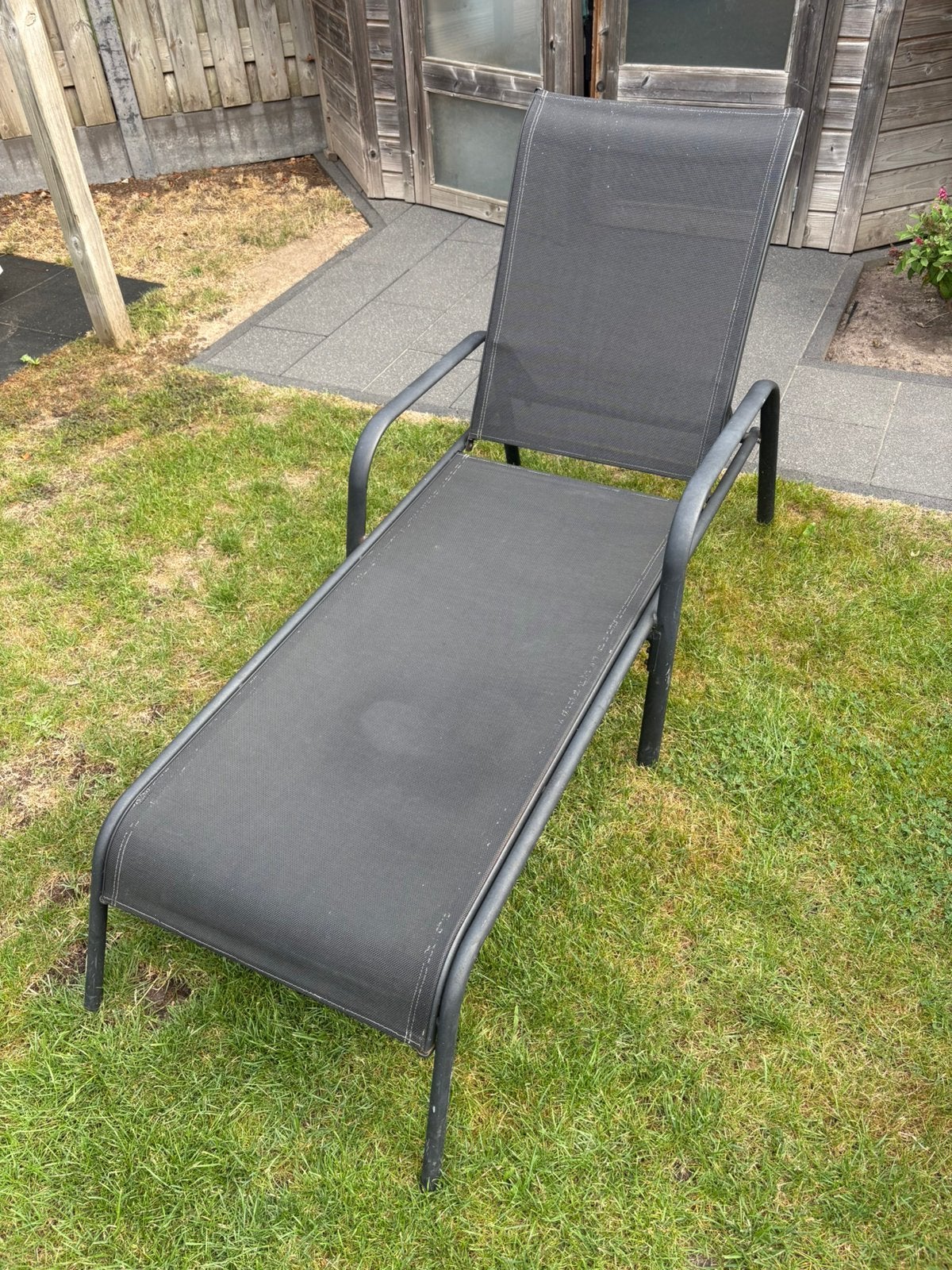 Zwart ligbed, Tuin en Terras, Ophalen, Gebruikt, Aluminium