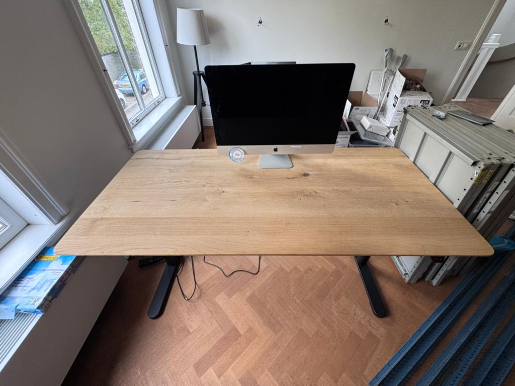 Actiforce Steelforce Pro 870 – zit-sta bureau, massief eiken, Ophalen, Elektrisch, Zo goed als nieuw