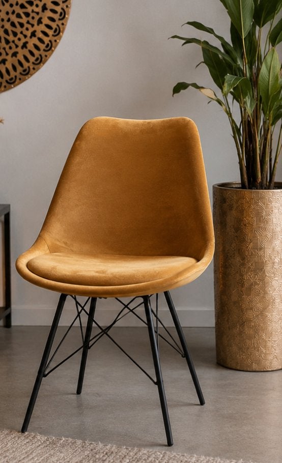 8 Velvet kick stoelen ZGAN, 2 Blauw 2 Goud, €40 ps, set €260, Huis en Inrichting, Stoelen, Ophalen, Blauw, Zo goed als nieuw, Metaal