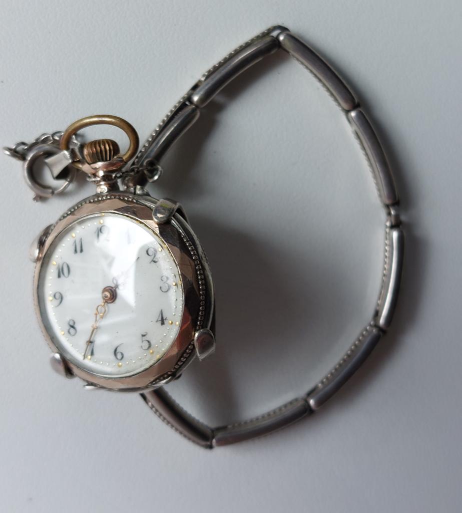 Antieke zilveren dameshorloge met losse armband, Ophalen of Verzenden, Zilver, Overige typen