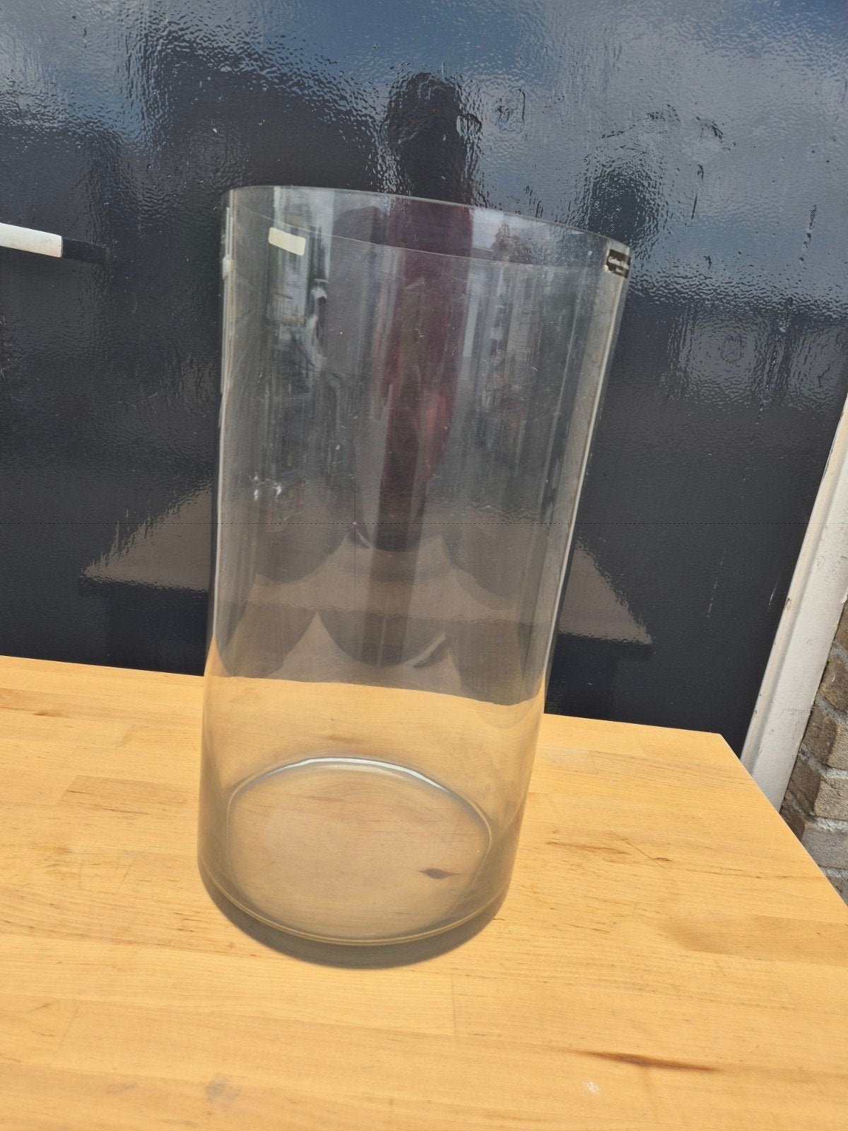 Grote glazen vaas met donkere onderkant, Ophalen, Zo goed als nieuw, Transparant, Glas