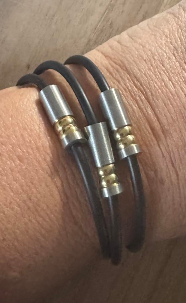 Armband van edelstaal/rubber, Sieraden, Tassen en Uiterlijk, Armbanden, Ophalen of Verzenden, Nieuw