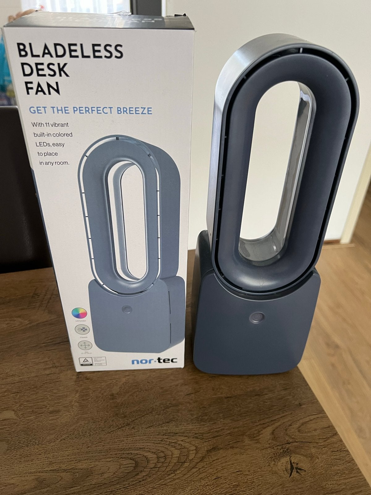 Nor-Tec Bladeless Desk Fan met LED verlichting, Ophalen of Verzenden, Nieuw, Tafelventilator