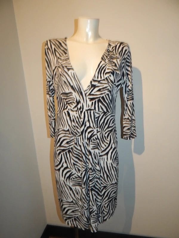 Diane von Furstenberg zwart wit zebra look jurk voorjaar M