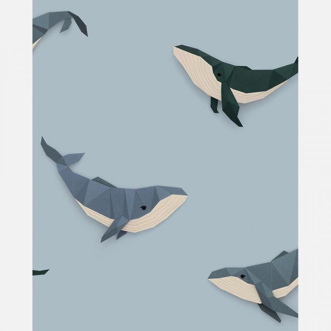 Kinderbehang Walvis Lichtblauw Studio Ditte, Ophalen of Verzenden, Studio Ditte, Mail@studioditte.nl, Baronielaan 252 4837 BH Breda