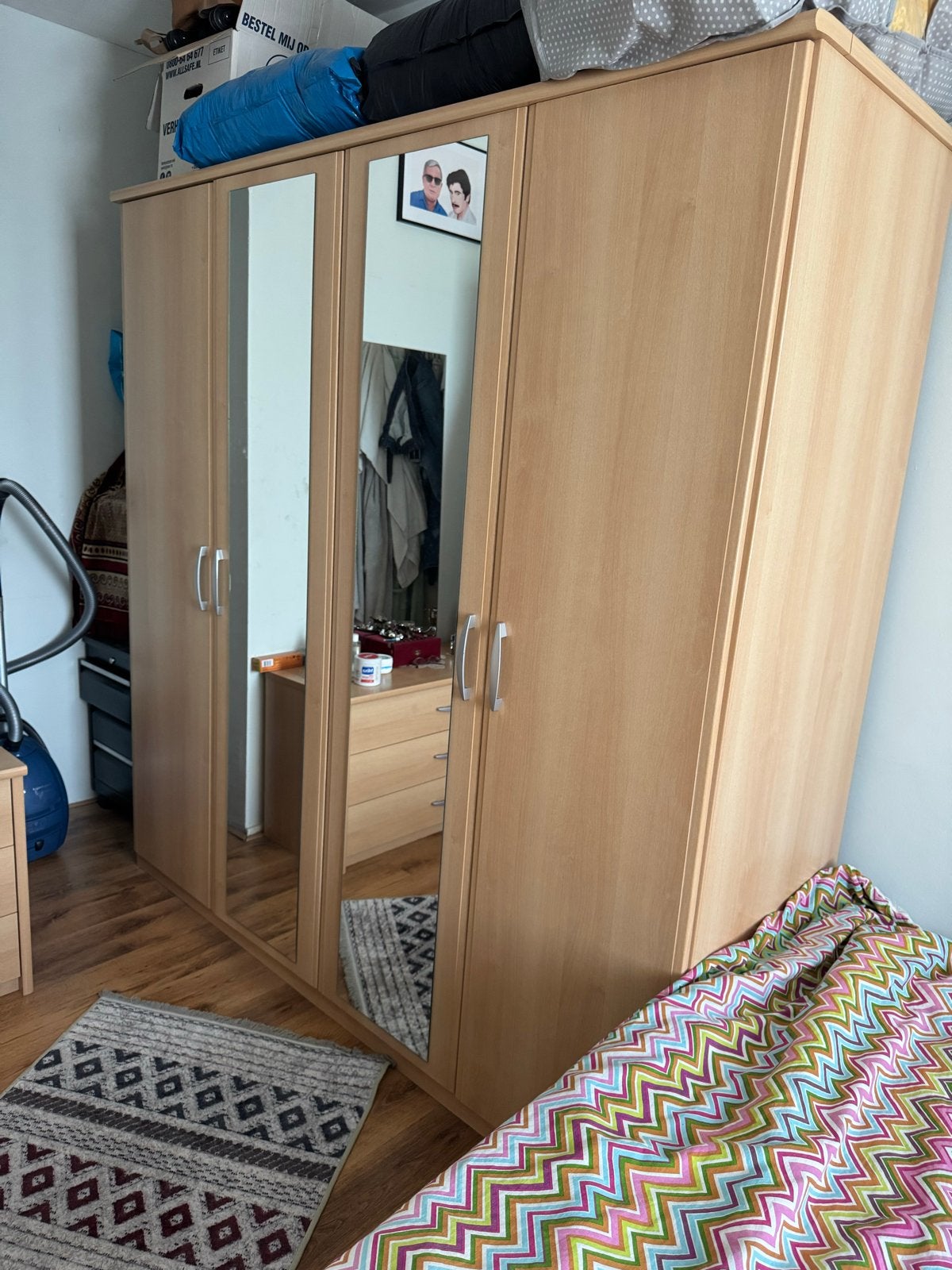 Complete Slaapkamer Set - Kledingkast, Ladekast, Nachtkastje, Ophalen, Gebruikt, Tweepersoons