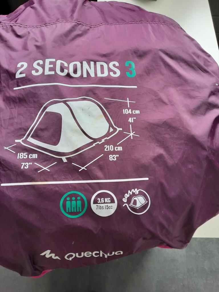 Quechua 2 Seconds 3 persoons pop-up tent, Caravans en Kamperen, Tenten, Ophalen of Verzenden, Gebruikt, Tot en met 3