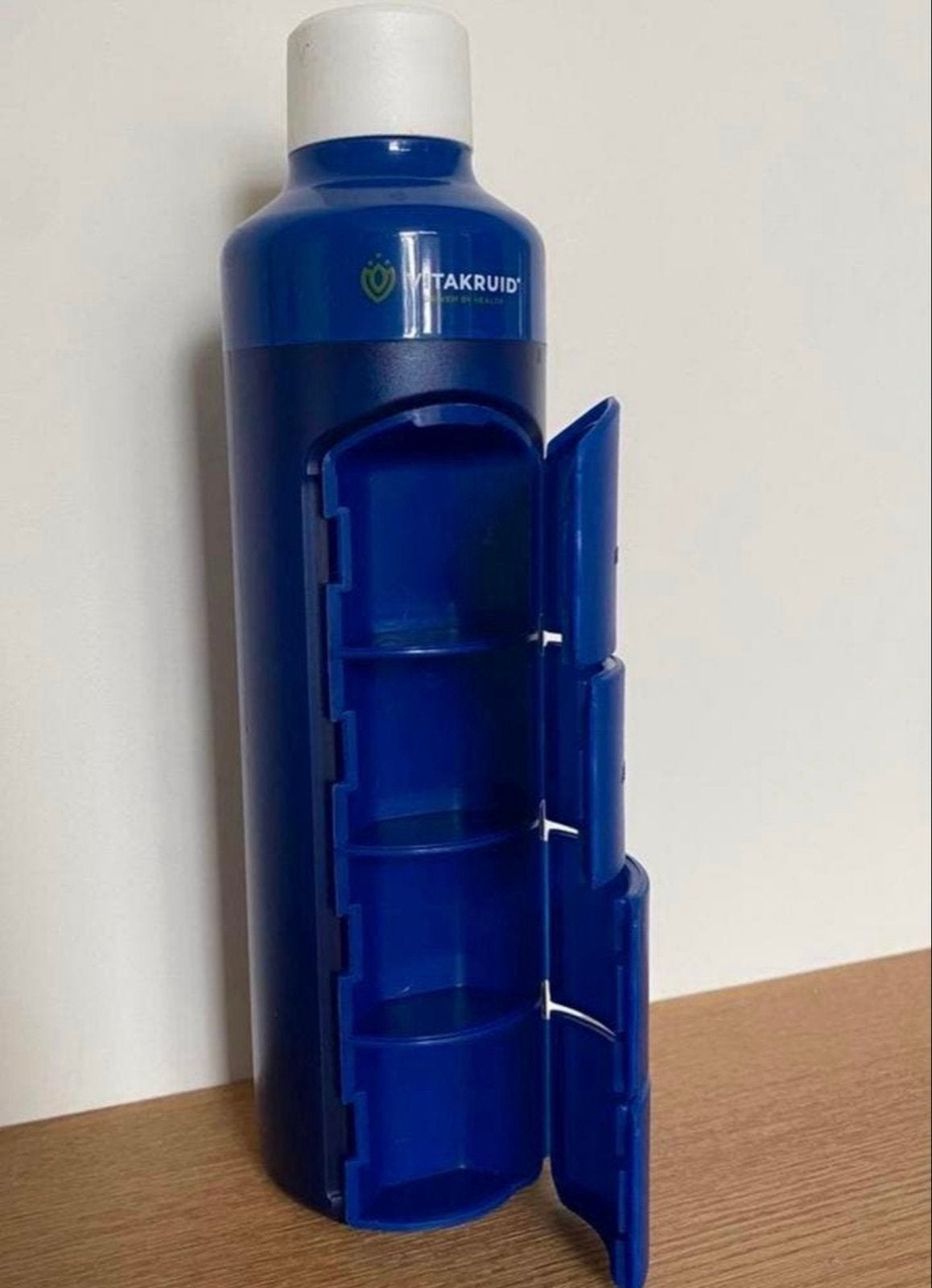 Vitakruid Waterfles met Pillendoosje - Blauw, Ophalen of Verzenden, Zo goed als nieuw, Overige typen