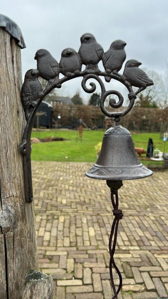 Gietijzeren bel vogeltjes, Tuin en Terras, Tuinwanddecoratie, Verzenden, Nieuw