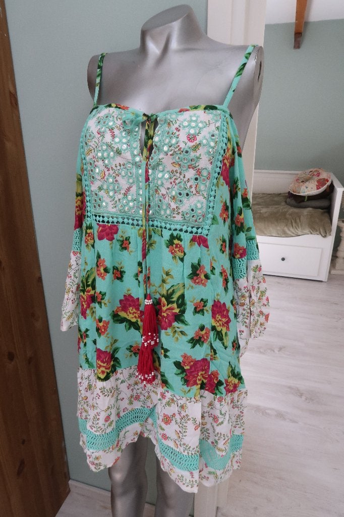 Miss June nieuw dress tropical 1 maat zie afmetingen, Maat 38/40 (M), Blauw, Nieuw, Ophalen of Verzenden