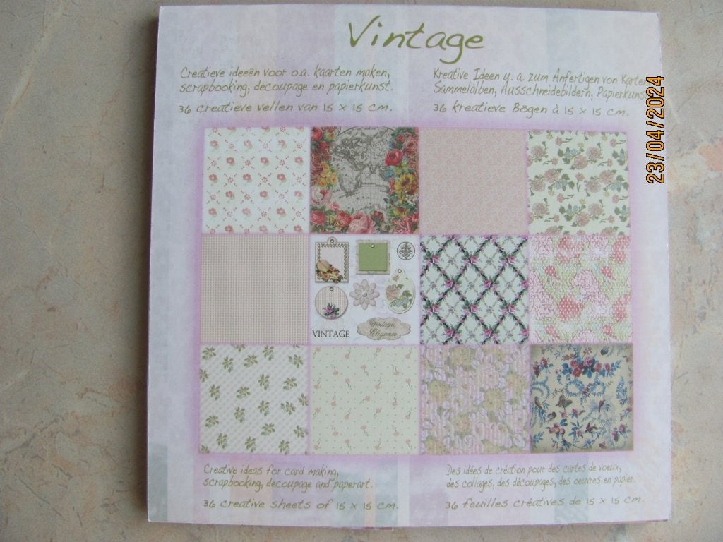 NIEUWSTAAT papier VINTAGE paperpad roze beige BLOEM dessins, Ophalen of Verzenden, Nieuw, Overige thema's, Overige typen