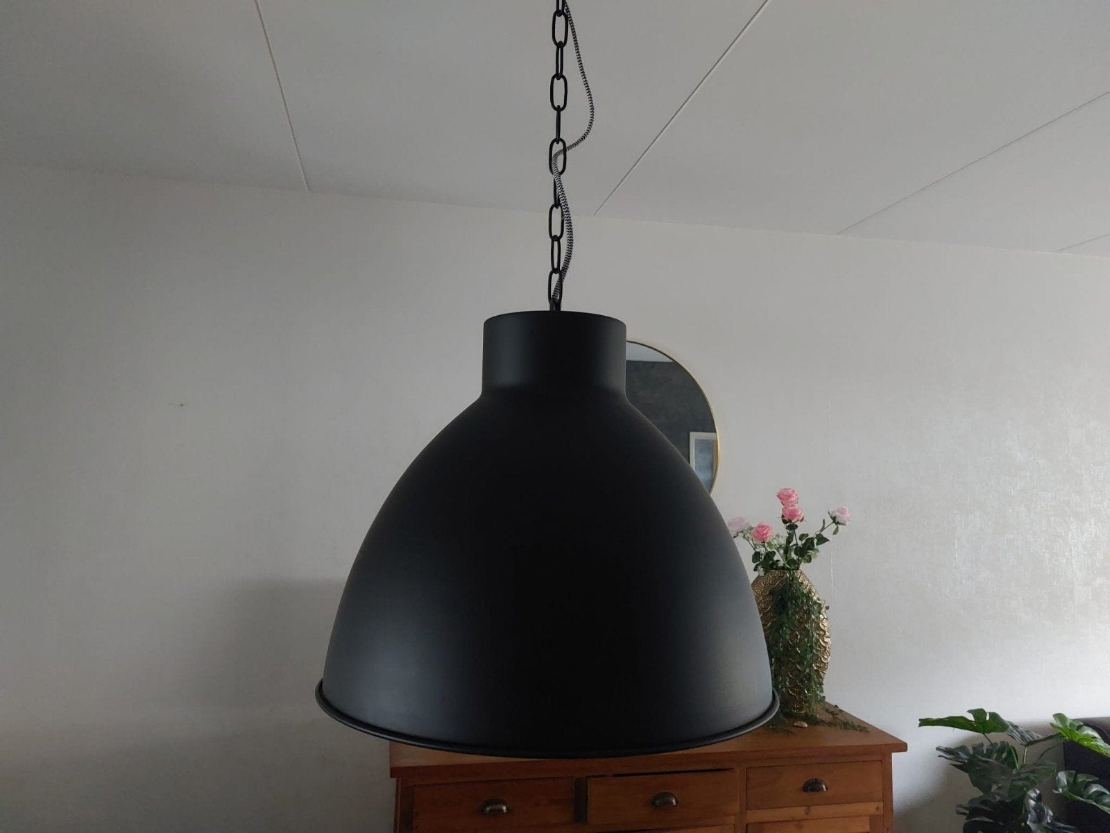 Industriële hanglamp - Zwart metaal, Ophalen, Gebruikt, E27 (groot), Metaal