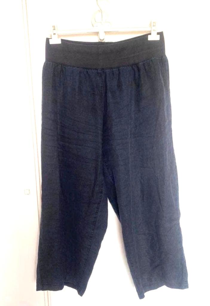 Linnen broek van Paprika met brede tricot band, maat 1, Blauw, Maat 42/44 (L), Ophalen of Verzenden, Lang