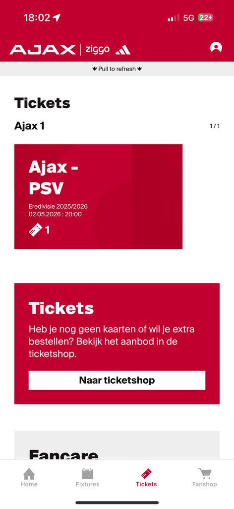 Ajax - PSV Zuid H, Tickets en Kaartjes, Eén persoon, Februari