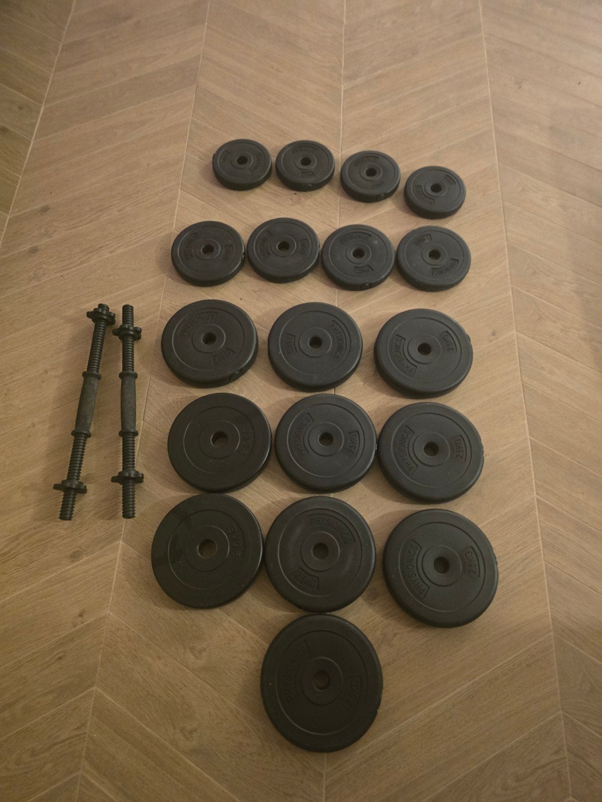 Dumbbellset met halterschijven, Sport en Fitness, Ophalen