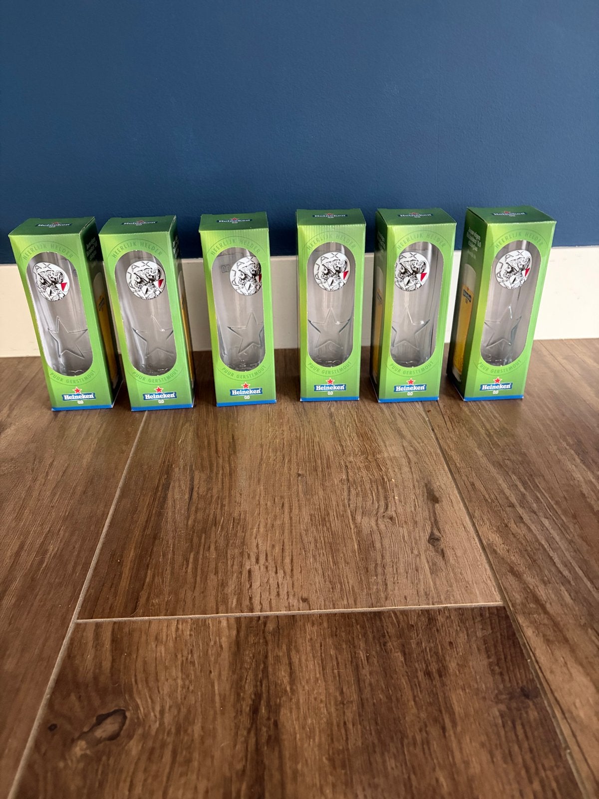 Set van 6 nieuwe Ajax Heineken 0.0 clubglazen, Ophalen of Verzenden, Nieuw