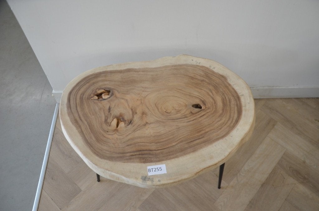 Ronde suar salontafel - 65- 90cm -BT255, Overige houtsoorten, 50 tot 100 cm, Rond, Nieuw