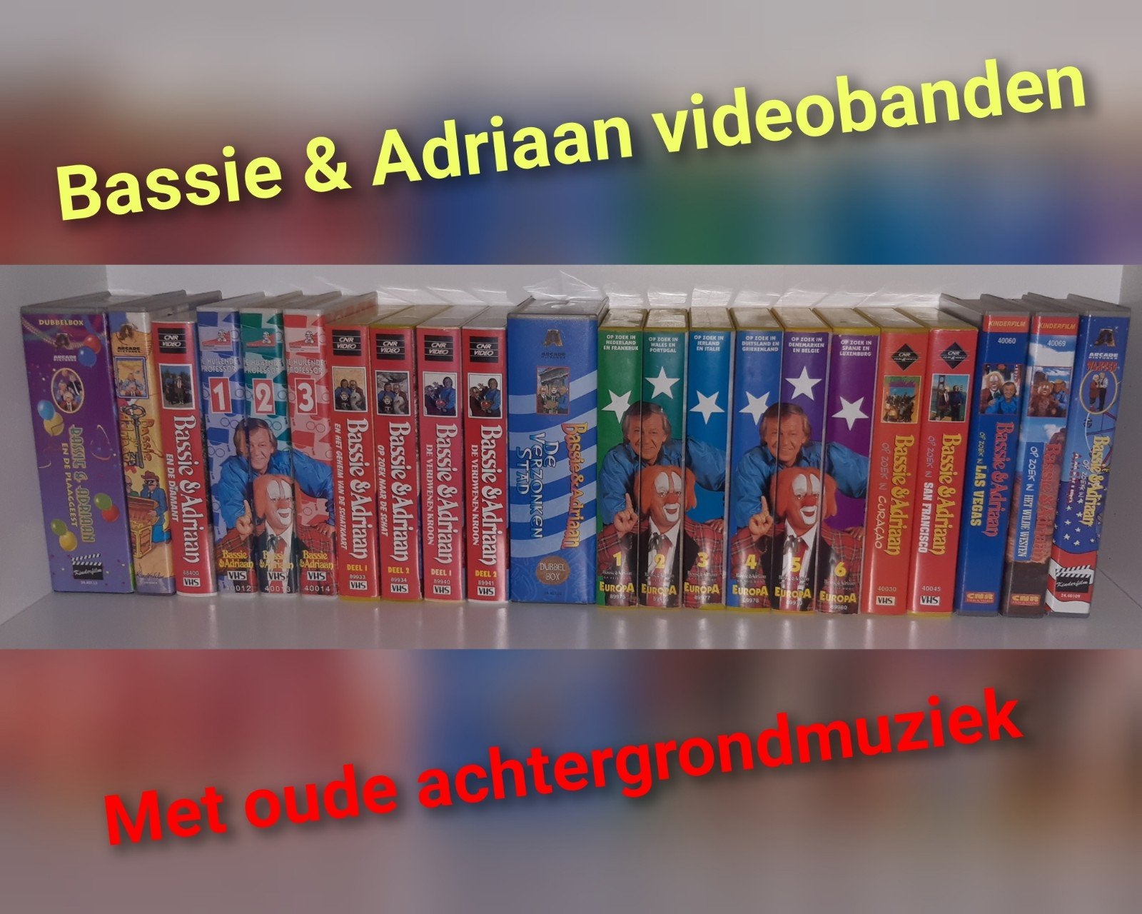 🟢 Bassie en Adriaan videobanden met oude achtergrondmuziek., Alle leeftijden, Ophalen of Verzenden, Gebruikt, Nederlandstalig