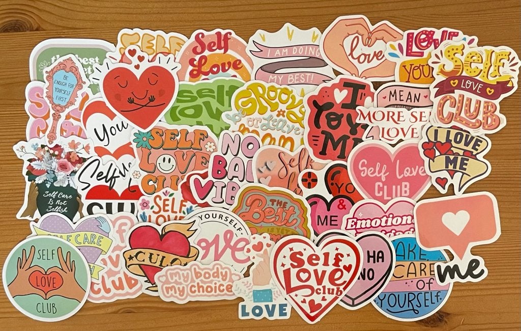 Me time, zelfliefde Self love club stickers, Verzenden, Nieuw, Meerdere stickers