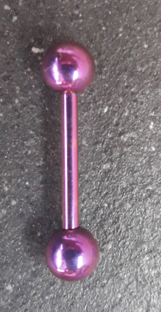 Paarsroze titanium (tong)piercing (barbell), 1,6 x 12 mm., Sieraden, Tassen en Uiterlijk, Piercings, Ophalen of Verzenden, Nieuw