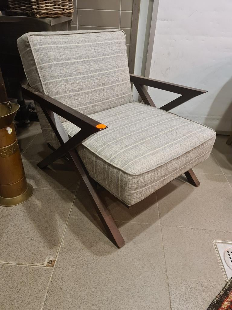 Ibiza beach stijl fauteuil herenmodel outdoor stof €165, Ophalen, Industrieel landelijk barok brocante koloniaal boheems vintage