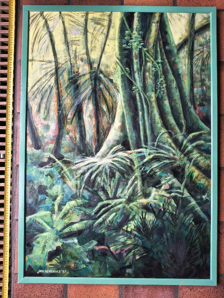 olieverf schilderij Regenwoud Jan Hendriks 1997, Antiek en Kunst, Kunst | Schilderijen | Klassiek, Ophalen