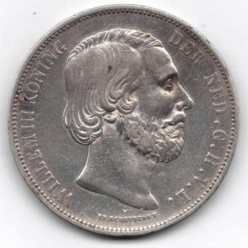 Nederland 2,5 Gulden 1871 Willem 3, Postzegels en Munten, Munten | Nederland, Koning Willem III, Zilver, Ophalen of Verzenden