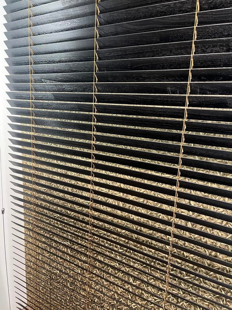 Houten jaloezie 50 mm, Huis en Inrichting, Stoffering | Gordijnen en Lamellen, Ophalen, 200 cm of meer, Zwart, 150 tot 200 cm