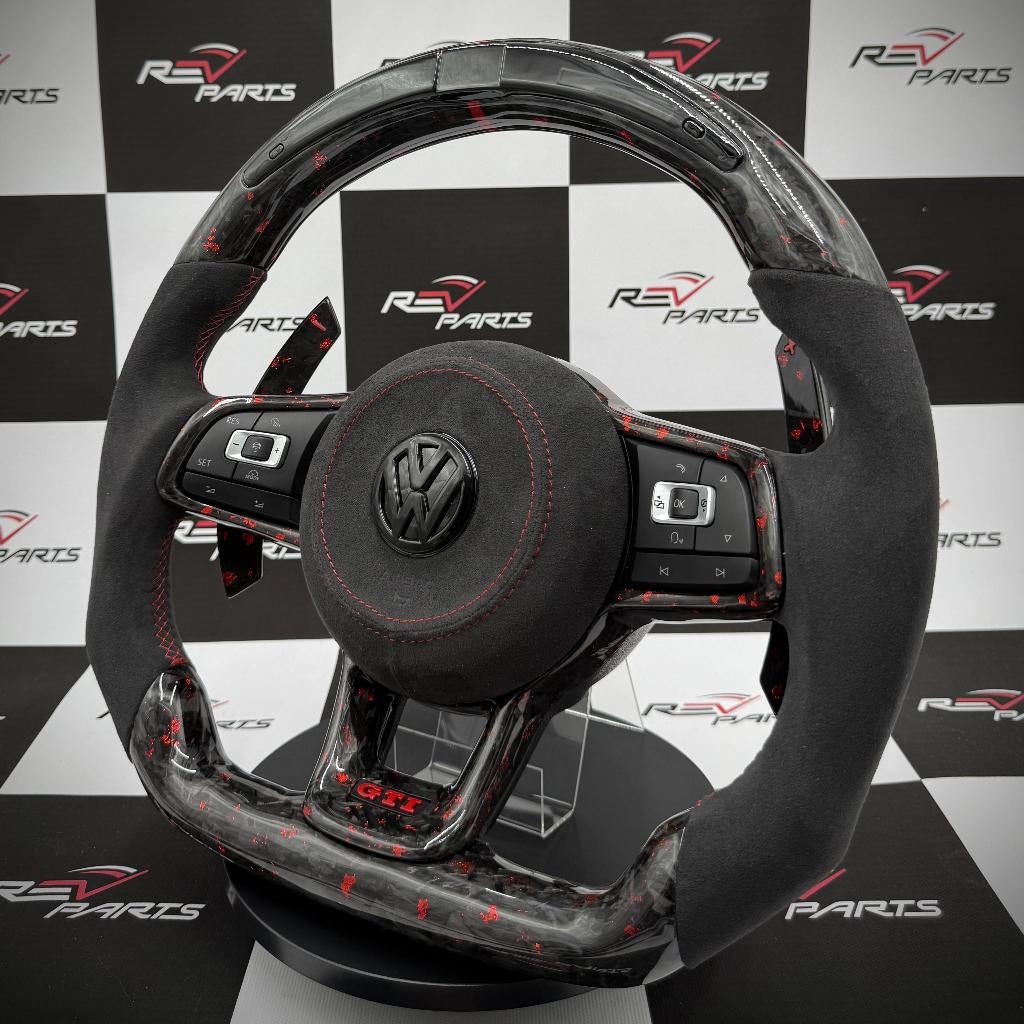 Stuur op maat Volkswagen sportief GTI leer carbon alcantara, Auto diversen, Tuning en Styling, Ophalen of Verzenden, ., ., .