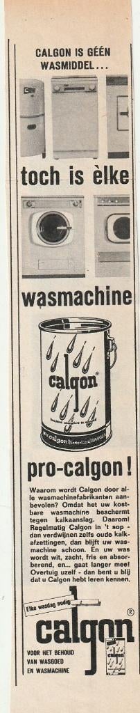 Retro reclame 1964 Calgon wasmachines zijn pro-Calgon, Verzenden, Overige typen