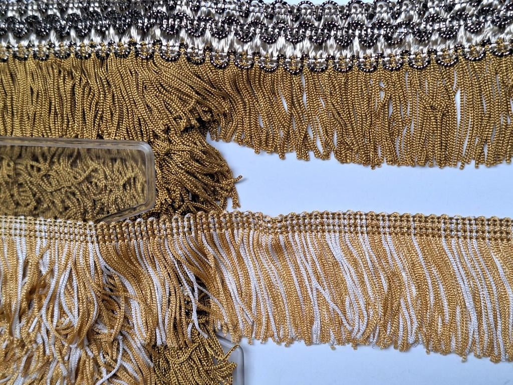 2 goud gele vintage rollen franjeband, Ophalen of Verzenden, Nieuw, Lint, Band of Elastiek