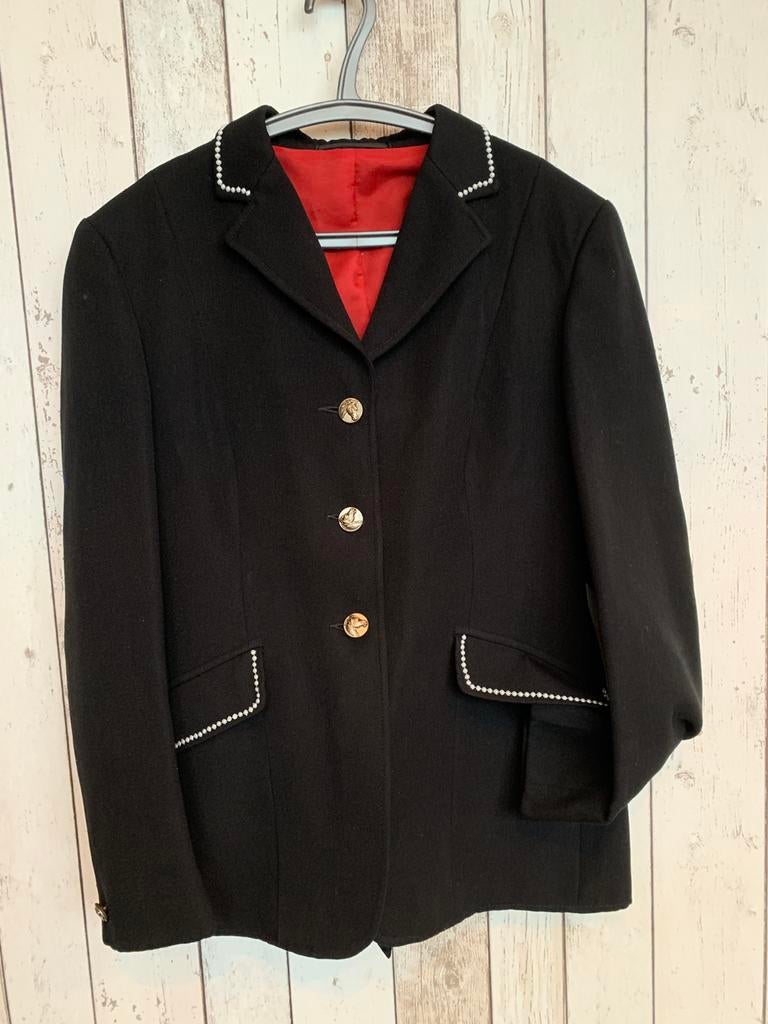 Mooi rood gevoerd wedstrijdjasje merk AJ, Dieren en Toebehoren, Paardrijkleding, Ophalen of Verzenden, Zo goed als nieuw, Dressuur