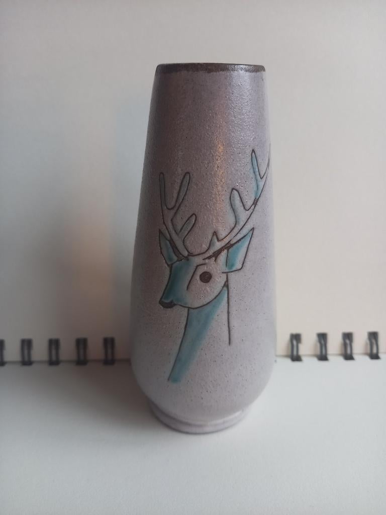 Vintage vaasje Potterie Boonstra. "hert", Antiek en Kunst, Ophalen of Verzenden