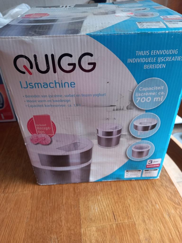 Quigg Ijsmachine - Perfect voor Zelfgemaakt Ijs!, Witgoed en Apparatuur, IJsmachines, Zo goed als nieuw, Koelelement, Ophalen of Verzenden