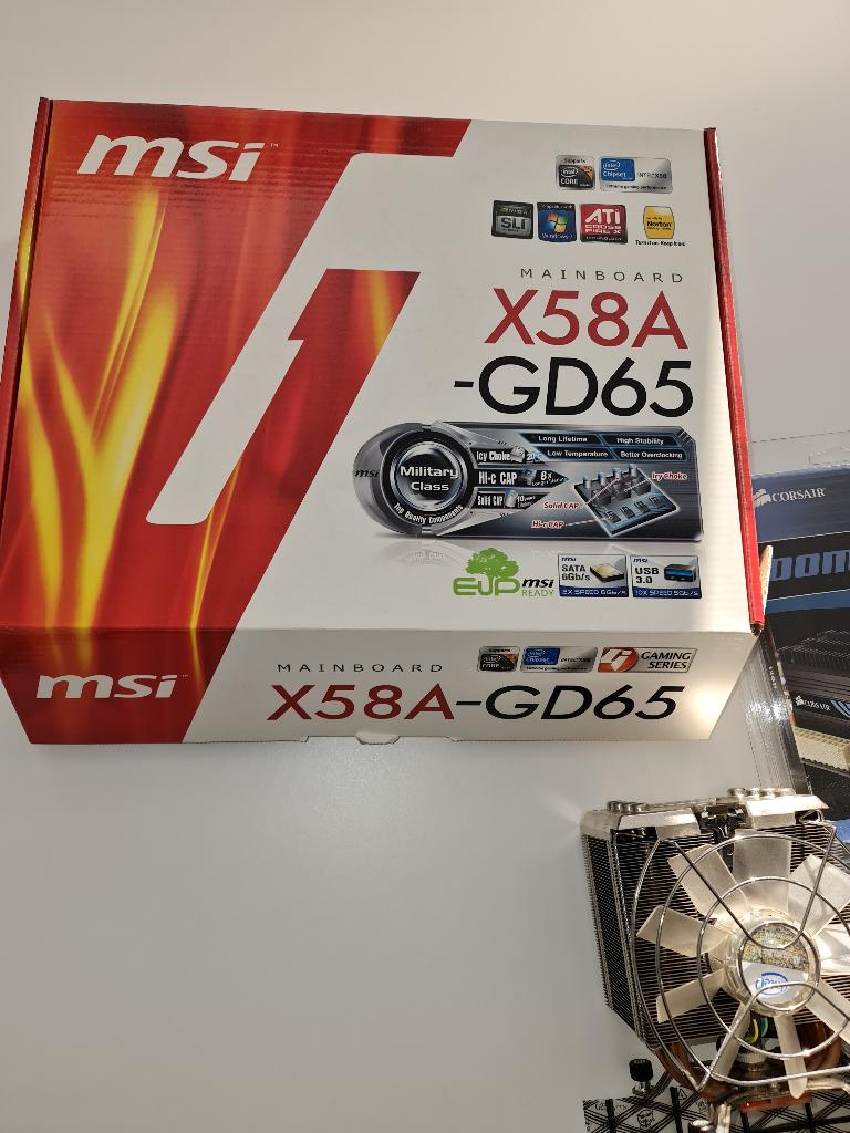 MSI X58A-GD65 mainboard met CPU’s, geheugen en videokaart, Computers en Software, Moederborden, Gebruikt, LGA 1366, DDR3, Ophalen of Verzenden