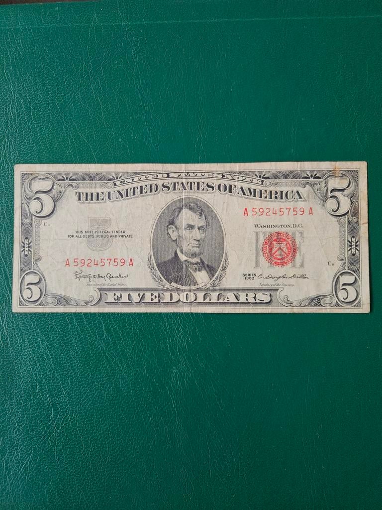 5 dollars USA 1963 jaar, Ophalen of Verzenden, Noord-Amerika, Los biljet