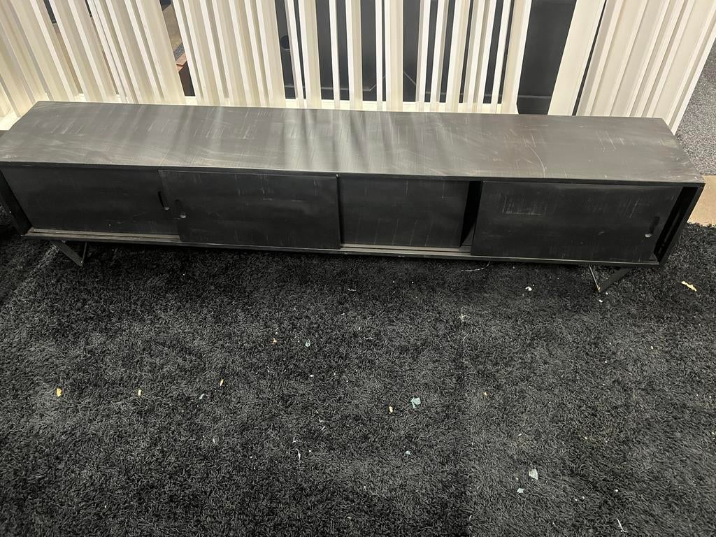 Zwart Mangohout TV Meubel - 200cm, 150 tot 200 cm, Nieuw, Ophalen of Verzenden, Savoire