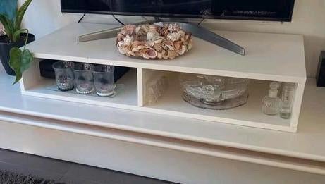 TV Meubel verhoger / computer butreau Tafelblad - Wit, Overige materialen, Gebruikt, 100 tot 150 cm, Ophalen of Verzenden