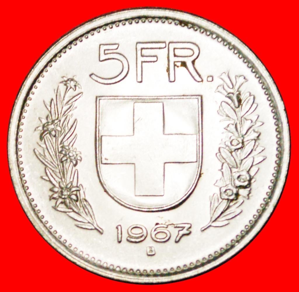 ⰏWILLIAM TELL (1931-2025): SWITZERLAND 5 FRANCS 1967B SILVER, Ophalen of Verzenden, Overige landen, Losse munt, Zilver