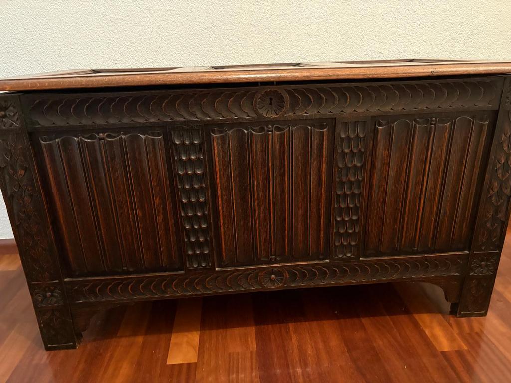 Antieke massief houten dekenkist – ca. 1900, Ophalen, Gebruikt, 100 tot 150 cm, 50 tot 75 cm